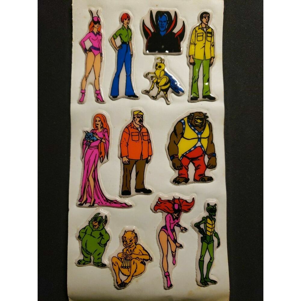 Vintage Super 7 Hero Villain Marvel DC Comics Old‎ Stickers New Old Stock